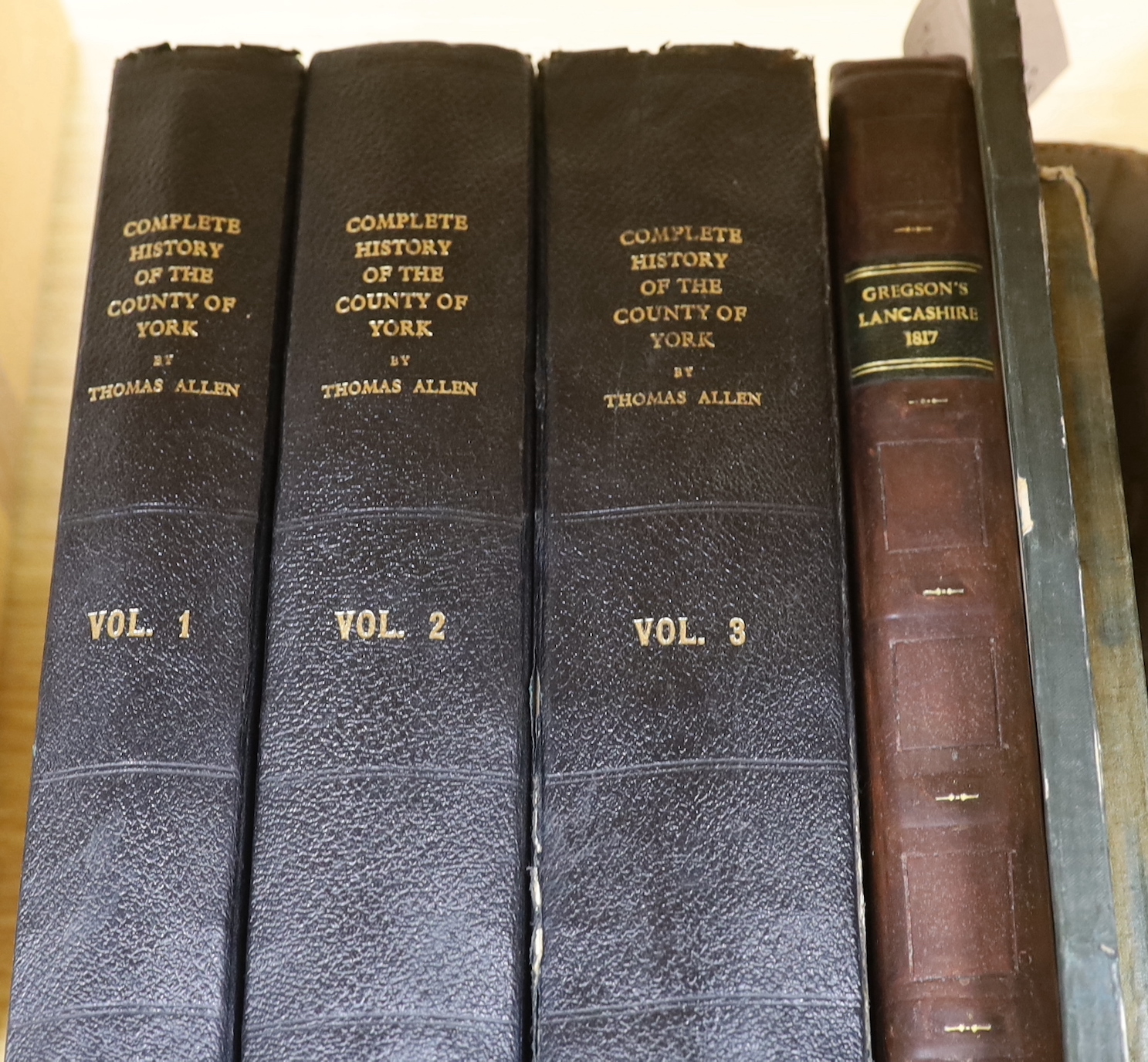 LANCASTER: Gregson, Matthew. Portfolio of Fragments, Relative to the History and Antiquities of the County Palatine and Duchy of Lancaster, first edition, 3 parts, wood-engraved vignette to title, half-title, numerous wo